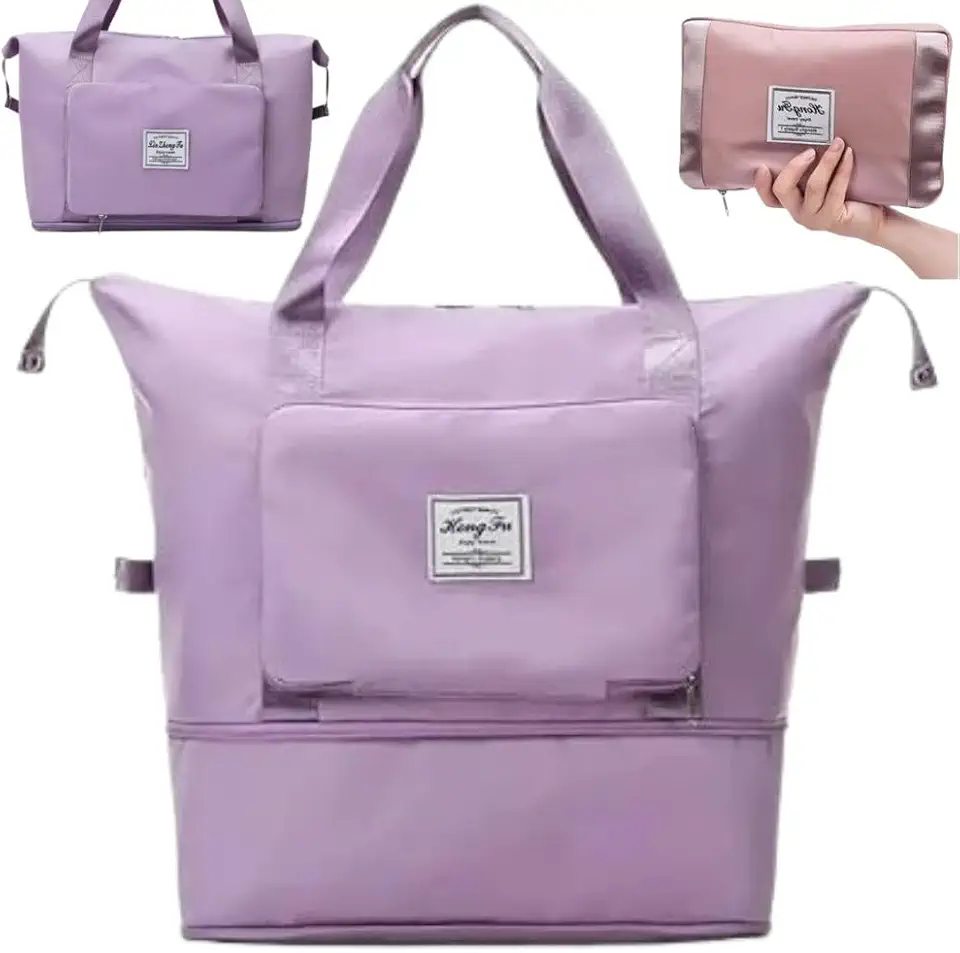 Bolsa de Viagem Dobrável e Expansível Grande Capacidade Impermeável para Academia e Fitness Mala Tote Bag Multiuso