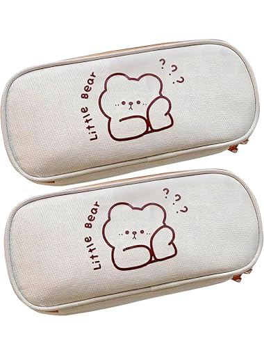 KODAA Astuccio carino di grande capacità, astuccio per penne, cancelleria kawaii, per studenti, adolescenti, ragazze, scuola secondaria, università, ufficio, organizzatore, Bianco-a-2, Bianco-A-2