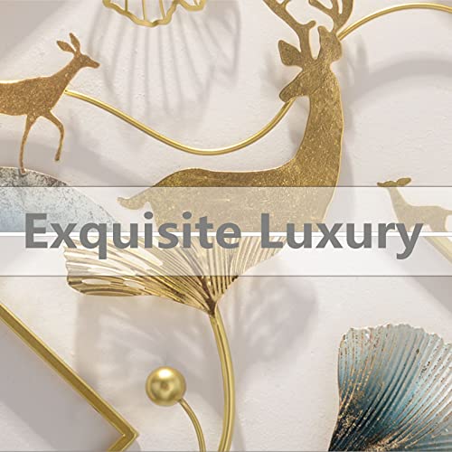 Yudachu 3Pcs Metal Wall Art Gold Wall Decor, Modern Wall Decor For Living Room 3D Deer & Leaf Wall Art Wall Sculptures For Bedroom, Dining Room, Kitchen, Office, Wall Decorations #TOP4