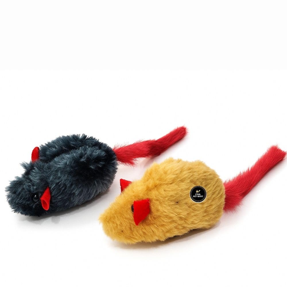 PSK PET MART Adjustable Cat Toy with Sound – Plush Mouse with Feathers, Elastic Bungee Rope & Adhesive Hook for Indoor Cat...