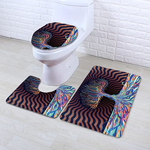 Badematten Set 3 teilig,Toilettenmatte Set,3er Badgarnitur Badezimmer Matte Set Dusch Bade Matte Vorleger Teppich 3D…