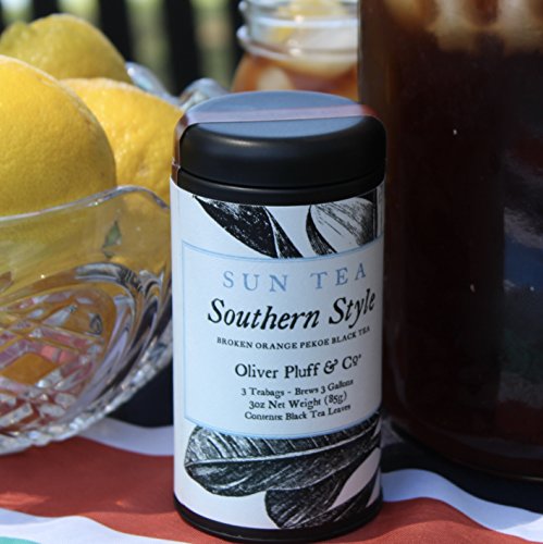 Oliver Pluff & Co. Sun Tea | 3 Teabag Tin | 1 Gallon Per Teabag | Tea, Water, Pitcher, Sun (Southern Style) #TOP3