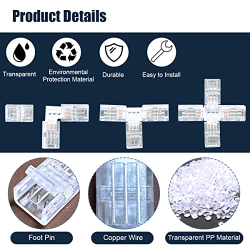 Wefomey LED Strip Connectors, Transparent Cuttable X - Image 3