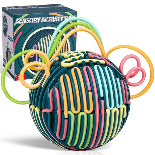 Gigilli Sensory Activity Ball Board with 24 Strings, Sensory Toys for Kids 5-7 8-12 with Autism ADHD, Calming Stress Relief Autism Toy, Christmas Birthday Gifts, Airplane Travel Toys for Toddlers 3-5