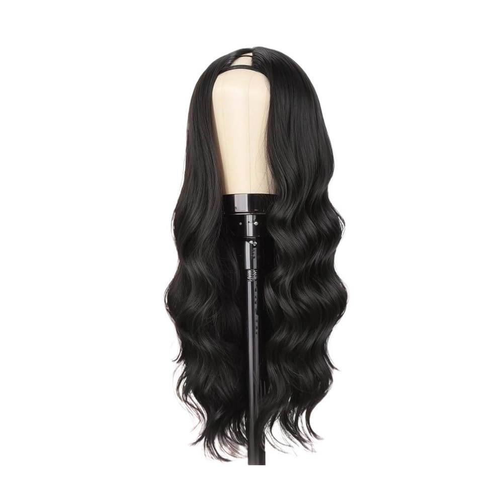 Część V Peruka bez kleju do włosów ludzkich z naturalną czarną falą ciała z elastycznym sznurkiem Naturalny wygląd (Natural Black-200 Density, 32 cale)