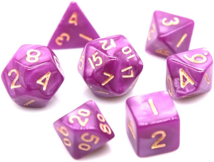 HS Dice Mini Pearl Polyhedral Dice Set for Dungeons and Dragons RPG MTG Table Games D20 D12 D00 D10 D8 D6 D4 (Mini Purple Pearl)