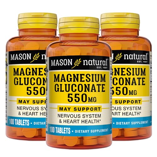 Mason Natural Magnesium Gluconate 550 mg Heart Support 300 Day Supply