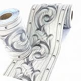 Amao 3D Pattern Silver Wallpaper Border Stick and Peel Wall Decor Removable Kitchen Bathroom Tiles S