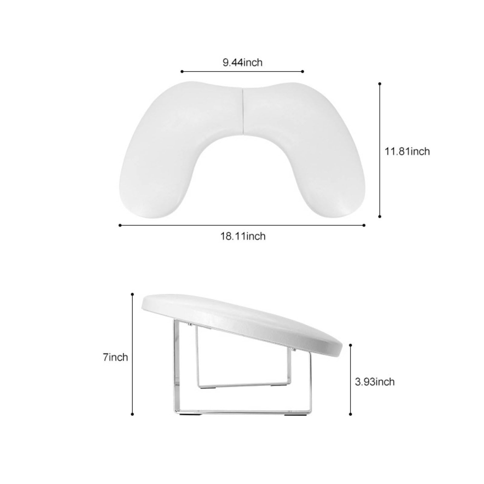Repose-Mains Manucure U avec Coussin Support Ongles Accoudoir Pliable Oreiller Avant-Bras Revêtement PU Doux Pieds Métalliques Stables Gain de Place