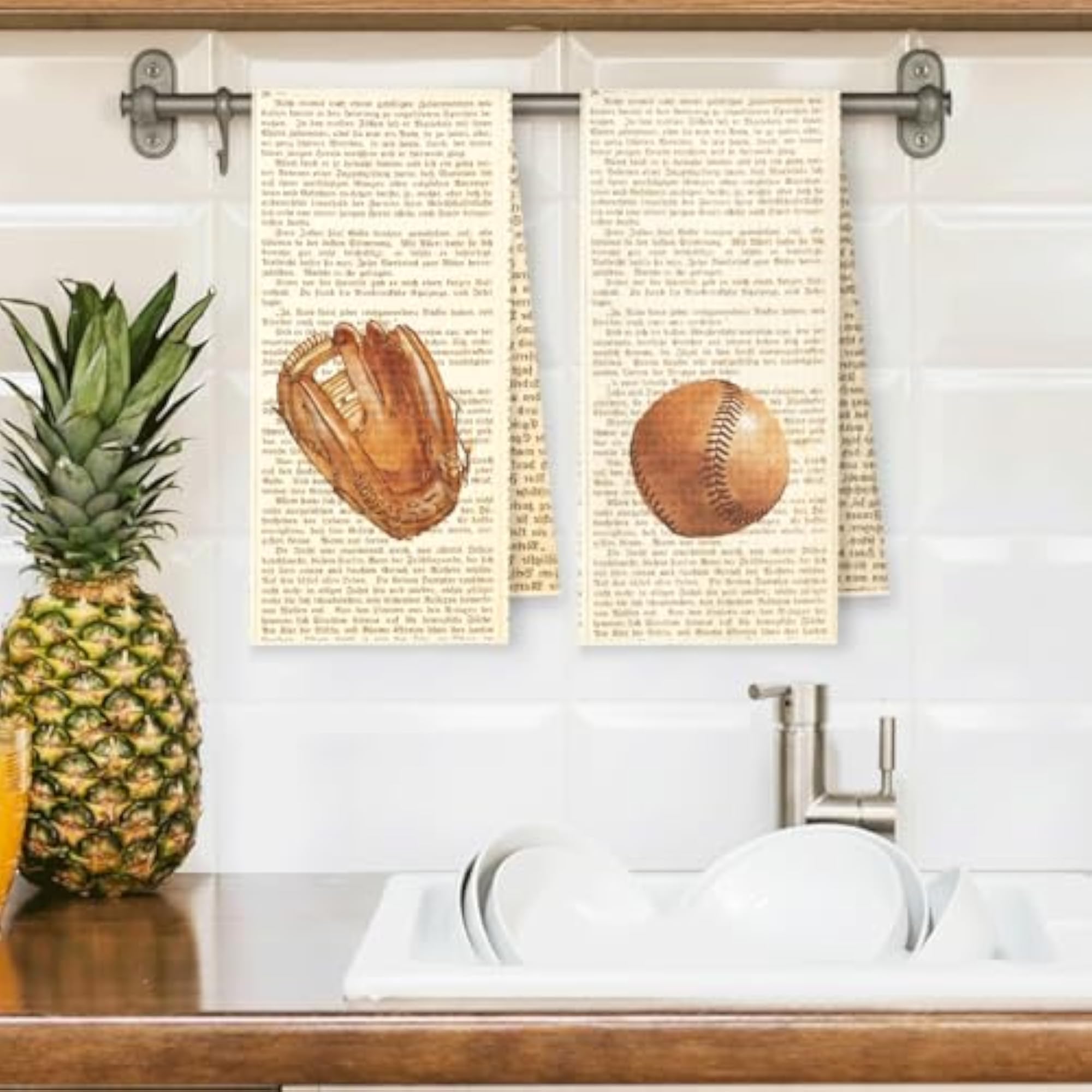 Vintage Baseball Kitchen Towels, Gifts for Baseball Lovers