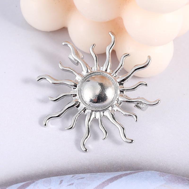 Image of Gold-Tone Sun Brooch Pin Vintage Round Sun flower Broach for Shirt Decorations Wedding Bouquets Jewelry