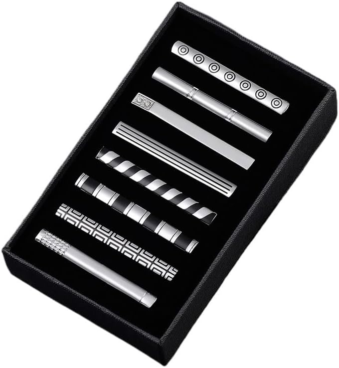 カフス スーツ シルバー ストライプ 襟クリップ アクセサリー メンズ ビジネス ネクタイ クリップ