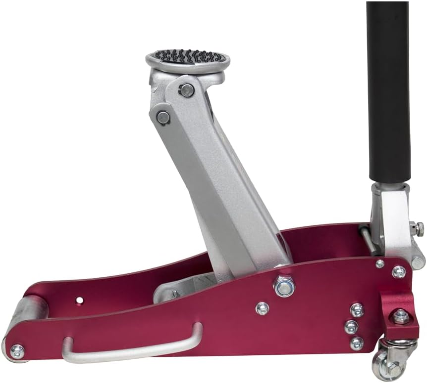 K Tool International 63094 1.5 Ton Low Profile Service Floor Jack for Garages, Repair Shops, and DIY, 3,000 lbs. Capacity, Aluminum/Steel Hybrid, Hydraulic Lifting Range 3.15" - 14", Red/Silver