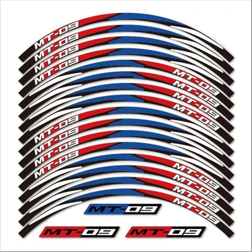 ZWBHNB Pegatina Borde Ruedas Adhesivos Reflectantes para Rueda De Motocicleta, Calcomanías para Buje De Llanta para Y&amaha MT 09 MT09 MT-09, Accesorios Decorativos Calcomanías Ruedas