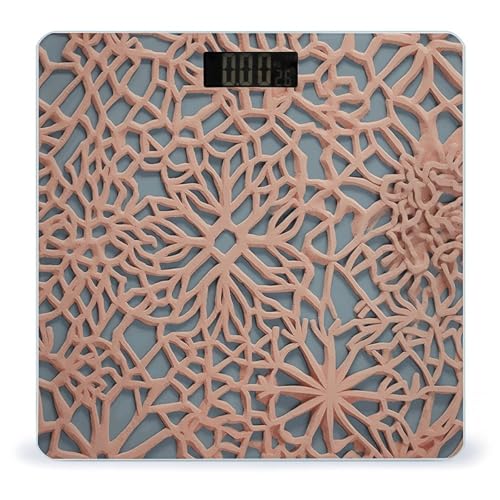 Báscula digital para baño con patrón coral y vidrio templado
