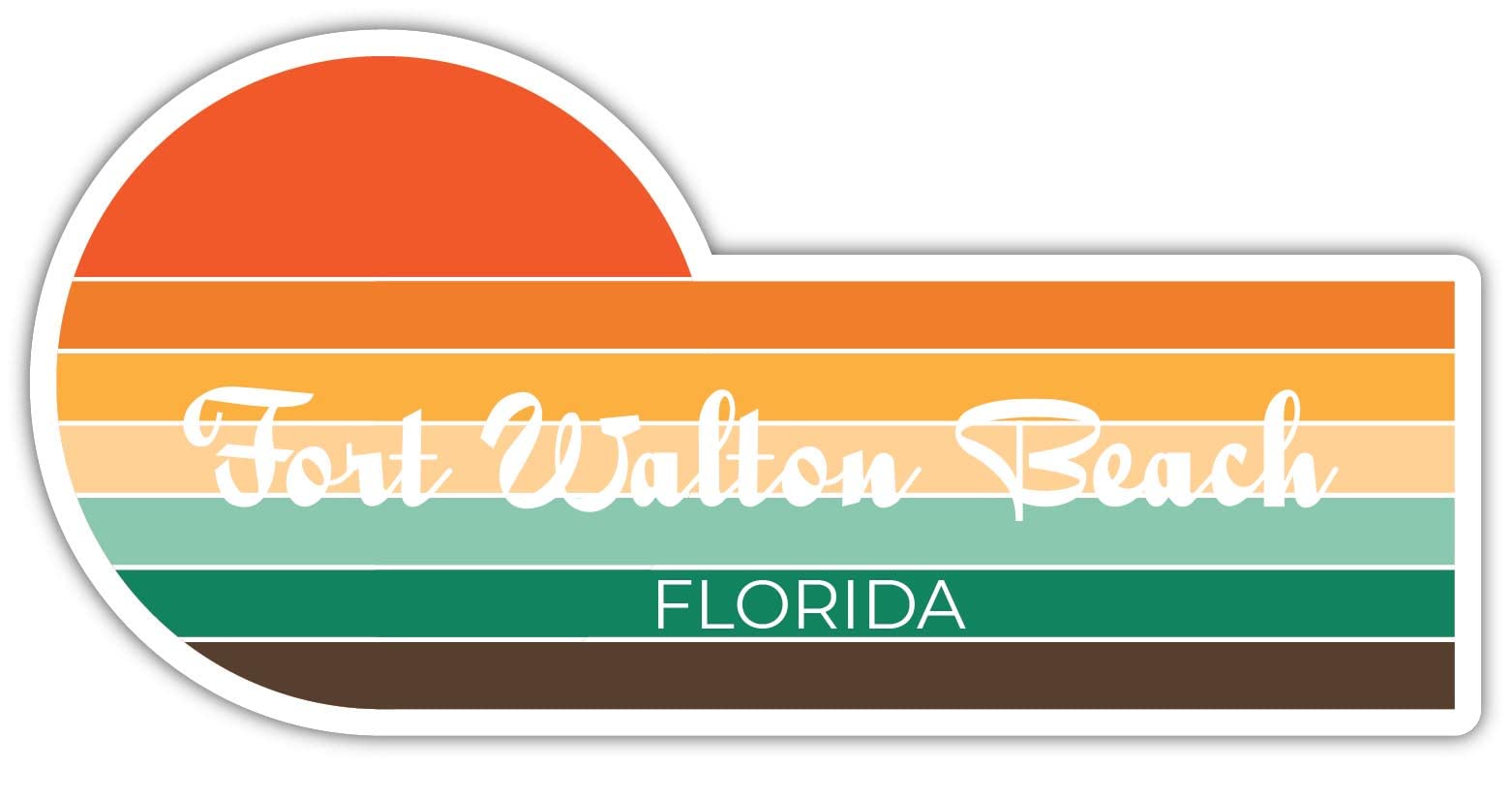 Fort Walton Beach Florida 2 x 1.25 Inch Sticker Retro Vintage Sunset City 70s Aesthetic Design