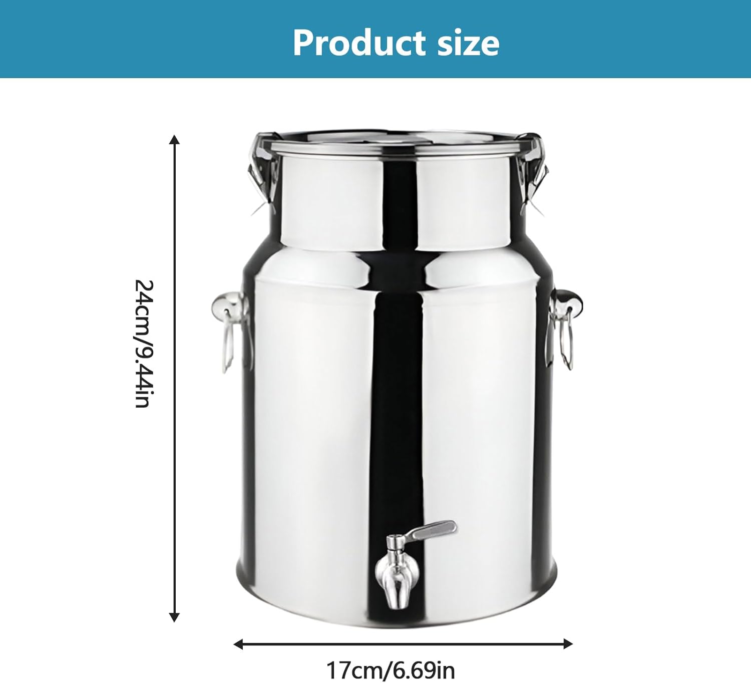 AIZYR Milk Can Stainless Steel Milk Bucket with Spigot, Milk Jug with Sealed Lid Airtight Canister Sealed Barrel for Milk Oil Wine Coffee,5L
