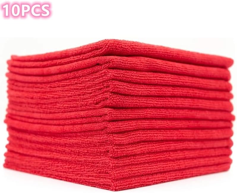 10/5PCS edgeless Microfiber Auto Cleaning Towels Multifunctional Car Detailing Towel Automotive Washing dry Cloth 5PCS Red