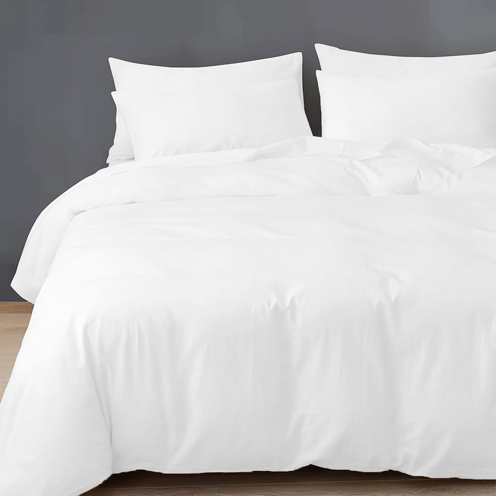Duvet Cover Set - Easy Care and Soft hand feel breathable Microfibre Duvet Cover with Pillow cases - Pillow case Size (50cm x 75cm) - Bedding Quilt Cover Set. (Single, White)
