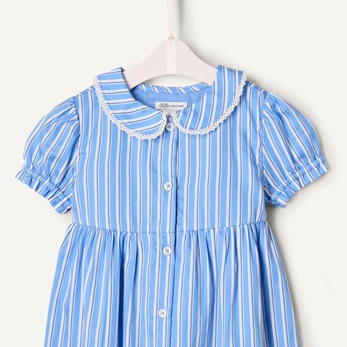 Amazon Essentials x Sofia Grainge Baby Girls' Cotton Sateen Dress with Collar, Blue White Stripe, 0-3 Months by Amazon Essentials - Image 3