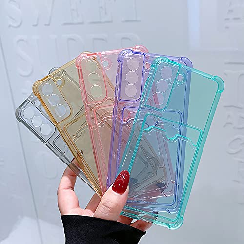 Coque Samsung S21 Plus fine transparente rose protégeant contre chutes avec carte - 7