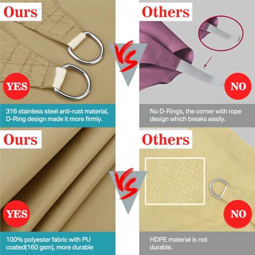 Voile d'ombrage triangle cream white 2.5m pour patio