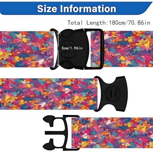 Image of 2 Pack Luggage Straps for Suitcases, Adjustable Travel Belt with Buckle, 2 inch Wide Heavy Duty Suitcase Straps for Summer Vacations, Graduation Trips, Vibrant Graffiti Collage Pattern, Multi