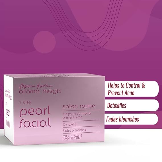 Aroma Magic Pearl Facial Kit | 7-Step Facial for Oily & Acne-Prone Skin | Detoxifies, Hydrates & Revitalizes | Deep Cleansing, Purifies & Enhances Skin Texture | Salon-Quality Glow