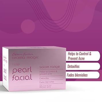 Aroma Magic Pearl Facial Kit | 7-Step Facial for Oily & Acne-Prone Skin | Detoxifies, Hydrates & Revitalizes | Deep Cleansing, Purifies & Enhances Skin Texture | Salon-Quality Glow