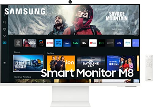 Image of Samsung 32-inch(80cm) M8 4K UHD Smart Monitor, Mouse & Keyboard Control, HAS, Pivot, Type-C, Smart TV apps, Office 365, Dex, Apple Airplay, BT, IOT, Speakers, Remote (LS32CM801UWXXL, White)