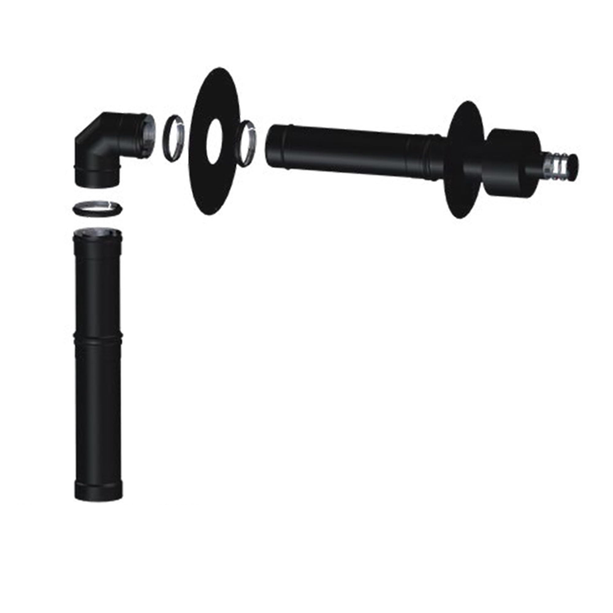 Kit Ventouse Universel Ø 80/125 Complet (Sortie Façade) Poêle à Granulés Raccordement Au Dessus