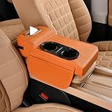 OXDFTGDZ Car Center Console Armrest Pad for VW Polo IV (9N) 2006 2007 2008 2009, Automotive Armrest Cushion, Car Center Console Protector & Armrest Pillow,A Orange