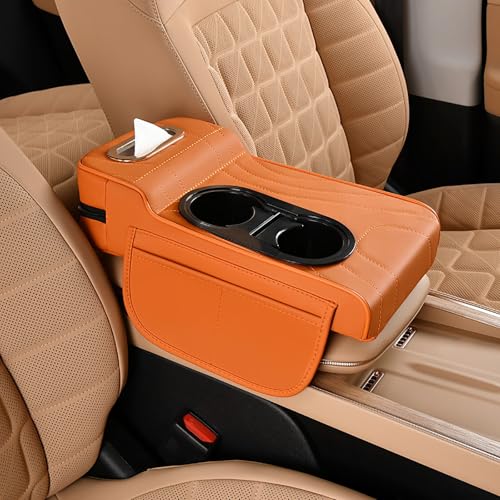 OXDFTGDZ Car Center Console Armrest Pad for VW Polo IV (9N) 2006 2007 2008 2009, Automotive Armrest Cushion, Car Center Console Protector & Armrest Pillow,A Orange