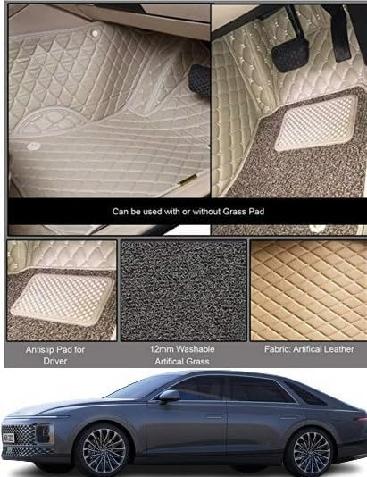 Image of Minansh Foot Mats /Floor Mats Compatible with Suzuki Ciaz 7D Luxury Leather Washable Car Floor Mat (Beige)