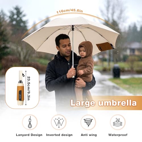 Image of PALAY Umbrella for Rain Auto Open Windproof Waterproof Umbrellas One-Button Open Folding Travel Umbrella with Aluminum Alloy Shaft, Fiberglass Ribs &Wide Strap