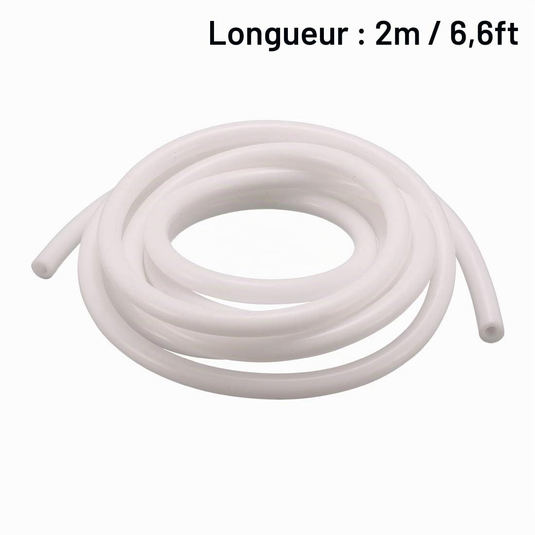 sourcing map Tube en silicone pour transfert de pompe, 4 mm x 7 mm, blanc