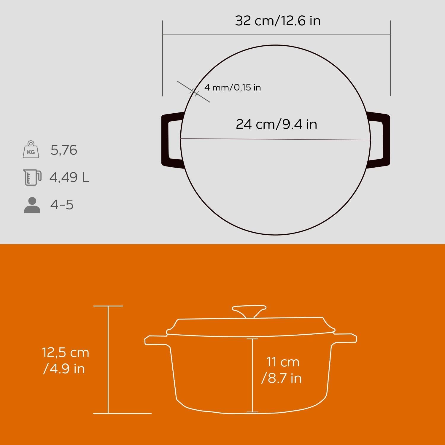 Lava Döküm Yuvarlak Tencere, Trendy, 24 cm, Turuncu