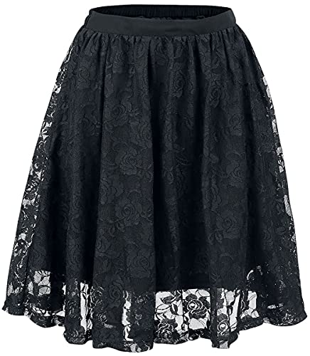 Gothicana by EMP Damen schwarzer Tellerrock aus Spitze mit Unterrock L