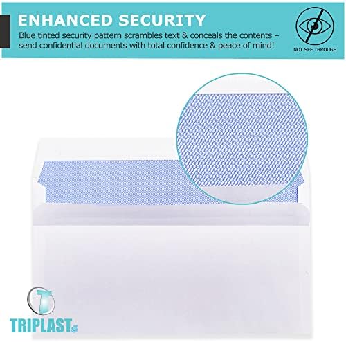 Triplast 500 x DL Window Self Seal Security Envelopes (Size: 110x220mm) | Address Window, Self Sealing & Printer Safe Mailing Paper Envelopes | Ideal for Everyday Home, Office & Commercial Use
