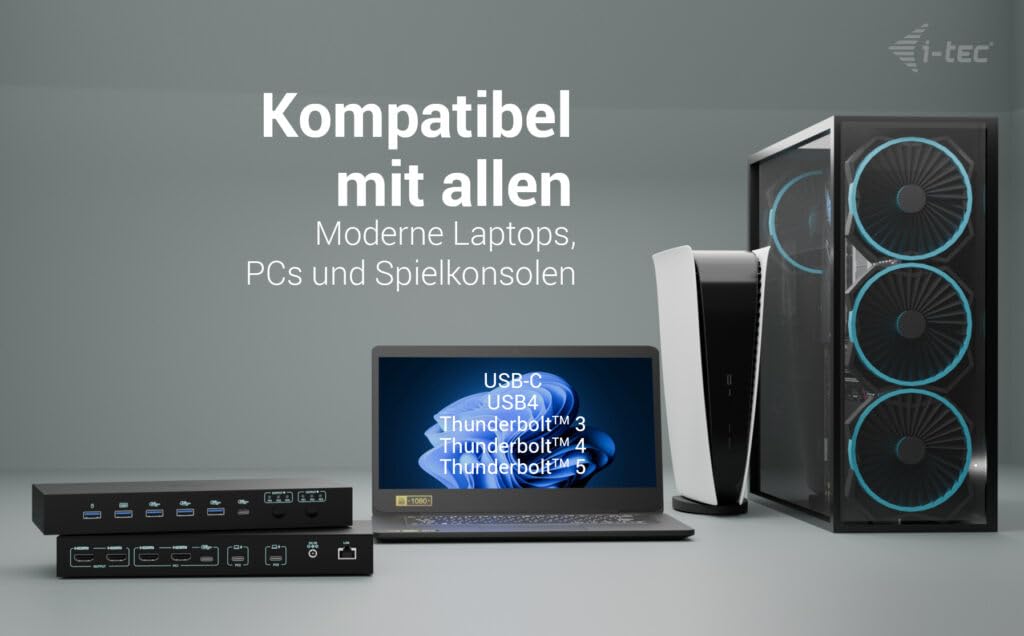 i-tec USB-C KVM Dock PRO für DREI Hosts, Dual Video, mit 2X Stromversorgung max 92W