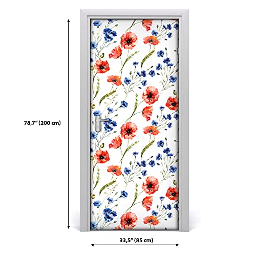 Décoration imperméable pour la porte 77x200cm coquelicots
