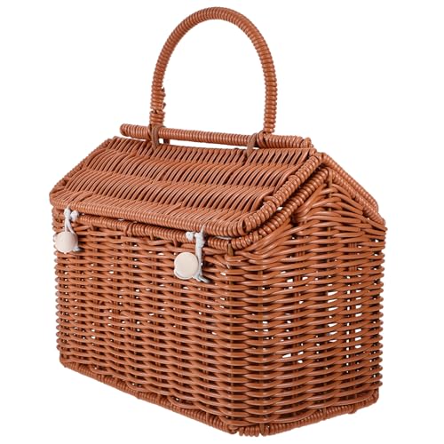 Panier d'été polyvalent pour mariage et anniversaire en imitation rotin marron