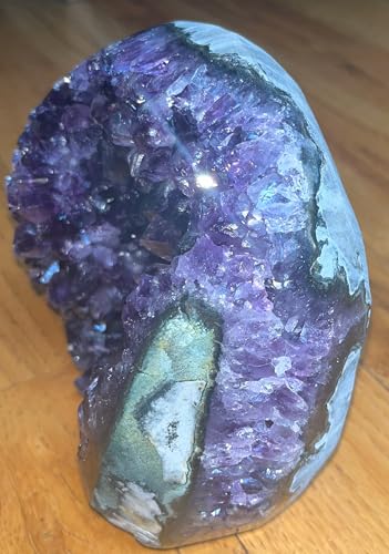 Image of Premium Amethyst Geode Stone Cluster [7 to 8 lb.] - Each Piece is Unique & Natural - Real Raw Healing Crystal Rock from Uruguay - Deep Purple Decoration - FREE Selenite Wand