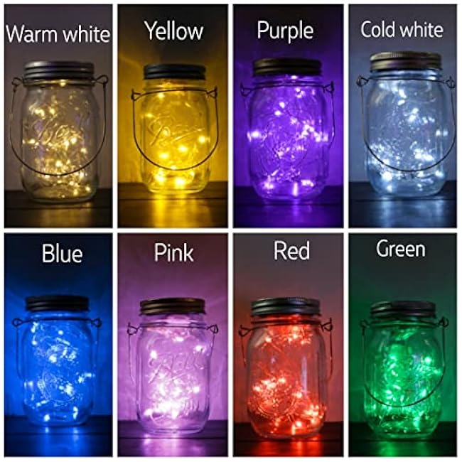 30LED Solar Mason Jar Lights, 8 Pack Jar Lid String Lights (No Jars), Waterproof Fairy Firefly Light for Garden, Patio, Outdoor, Yard, Lawn Decor(8 Colors)