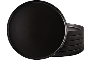 AmorArc Matte Black Ceramic Dinner Plates Set for Kitchen