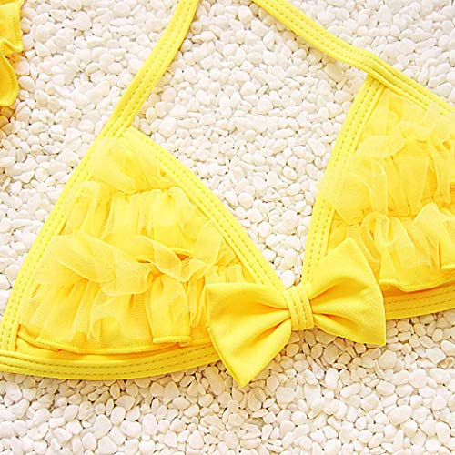 AnFeng Girls Size 6 Bikini Bathing Swimsuit Swimwear Suit Baby Girl Kids Ruffle Girls Swimwear (Yellow, XS)4