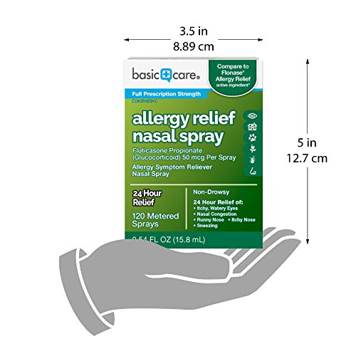 Amazon Basic Care Allergy Relief Nasal Spray, Fluticasone Propionate (Glucocorticoid), 50 mcg