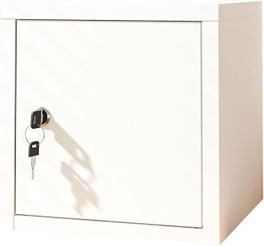 Mini Safe Home Safe Dial-Type Lock Small Steel Storage Box Fireproof Stylish Cute Theft Prevention Valuable Storage Office Home Company Use White, Square Version-Key Type