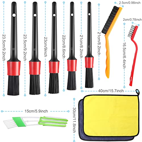 23 Pcs Car Detailing Brush Kit Leather & Textile Car Cleaning Kit Interior Detailing Set Horsehair Shine Brush Wooden Handle Gap Brush For Car Interiors Couch Boots Seat Carpet Furniture Shoes(Stye B) #TOP1
