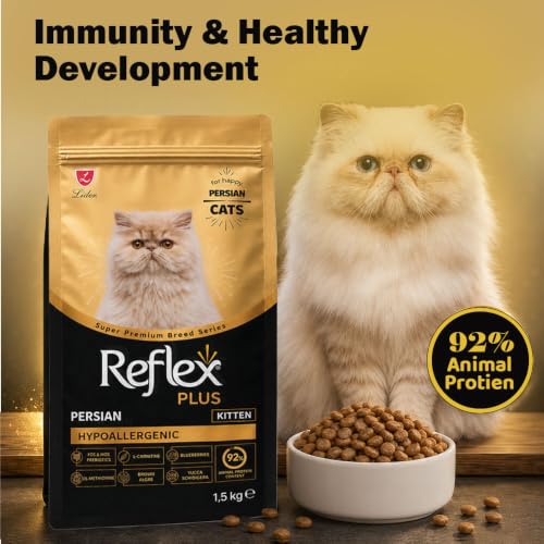 Image of Reflex Plus Persian Kitten Cat Food Hypoallergenic with Chicken | Super Premium Dry Food for Kitten Persian Cats | Hairball Control, Skin & Coat Support, Digestive Health | 1.5 Kg